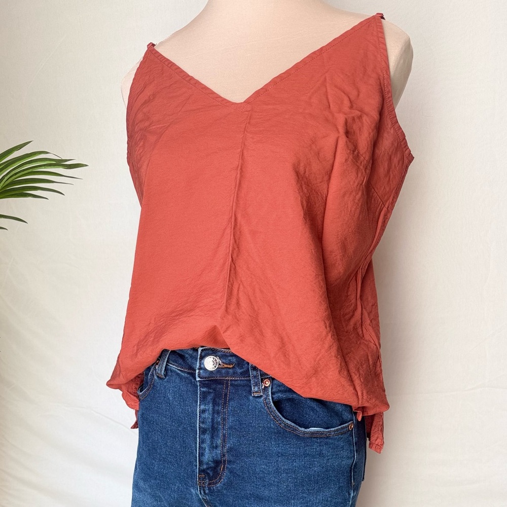 a new day Rust Orange V-Neck Cami Tank Top | Adjustable Straps | Casual Chic